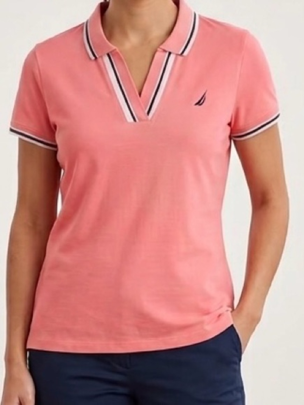 NWTs Nautica Pink Coral Split Neck Short Sleeve Polo Size XXL